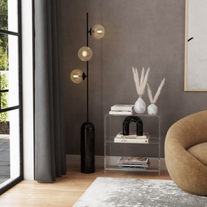 Homeroots 25" Clear Plastic Two Tier Bookcase   389577