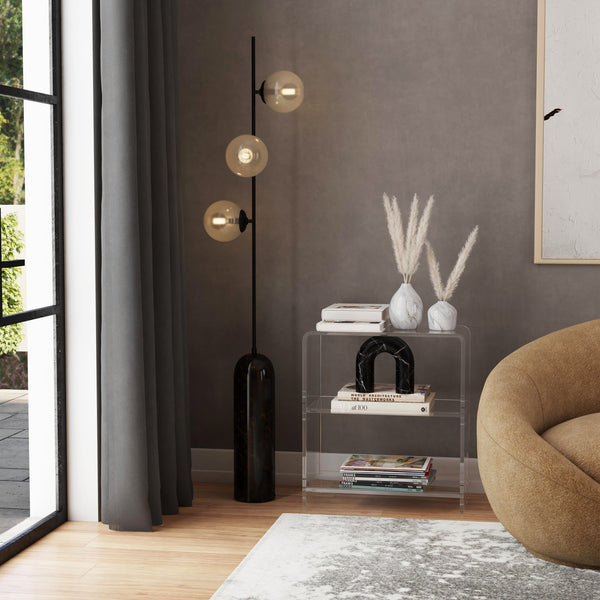 Homeroots 25" Clear Plastic Two Tier Bookcase   389577