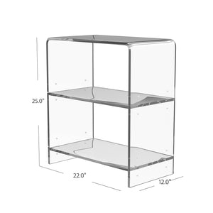 Homeroots 25" Clear Plastic Two Tier Bookcase   389577