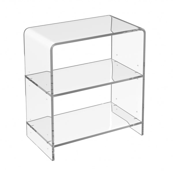 Homeroots 25" Clear Plastic Two Tier Bookcase   389577