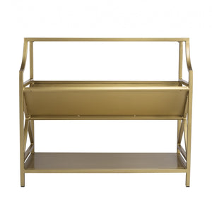 HomeRoots 32" Gold Iron Two-Tier Bookcase - Elegant Metal Design for Stylish Storage & Display in Any Room 389580