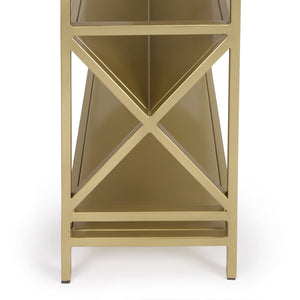 HomeRoots 32" Gold Iron Two-Tier Bookcase - Elegant Metal Design for Stylish Storage & Display in Any Room 389580