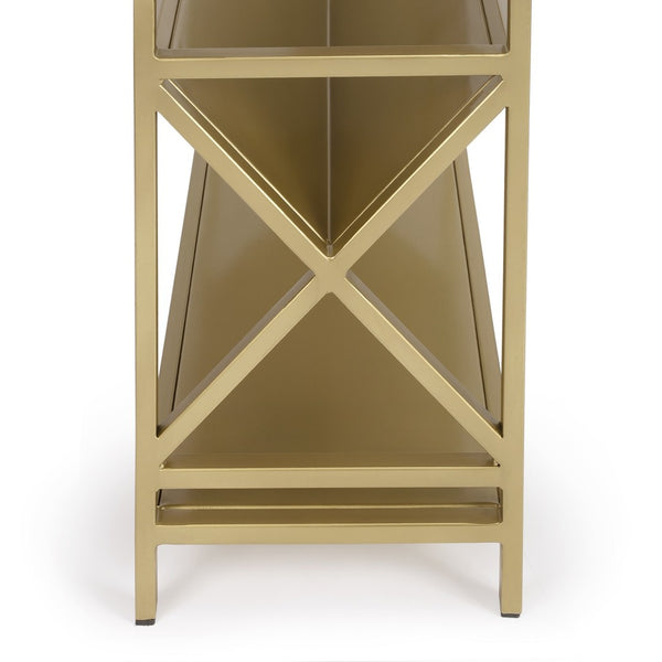 HomeRoots 32" Gold Iron Two-Tier Bookcase - Elegant Metal Design for Stylish Storage & Display in Any Room 389580