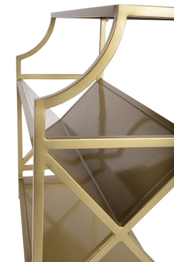 HomeRoots 32" Gold Iron Two-Tier Bookcase - Elegant Metal Design for Stylish Storage & Display in Any Room 389580