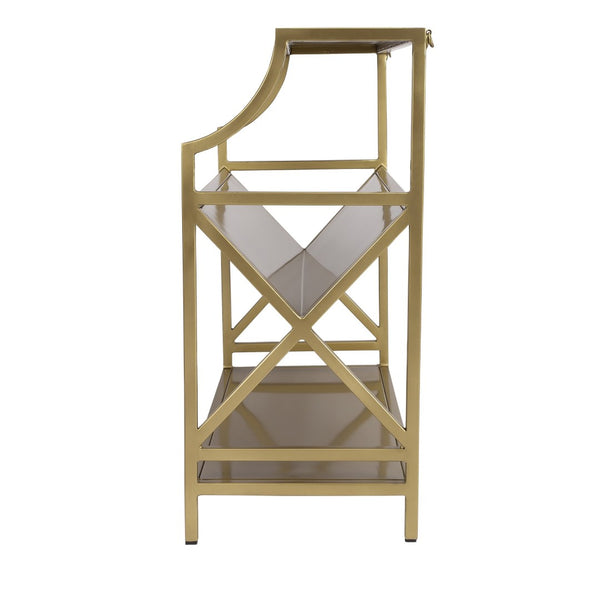 HomeRoots 32" Gold Iron Two-Tier Bookcase - Elegant Metal Design for Stylish Storage & Display in Any Room 389580