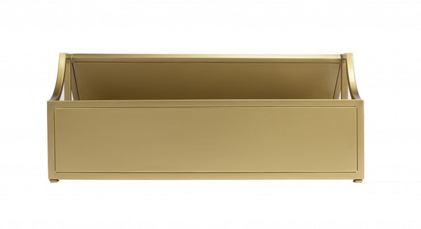 HomeRoots 32" Gold Iron Two-Tier Bookcase - Elegant Metal Design for Stylish Storage & Display in Any Room 389580