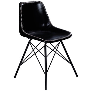 Homeroots 18" Black Faux Leather Side Chair   389592