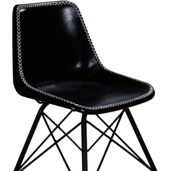Homeroots 18" Black Faux Leather Side Chair   389592