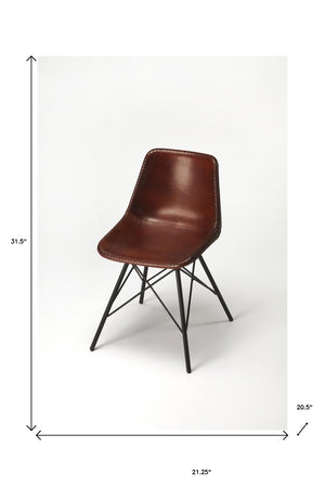 Homeroots 21" Brown And Black Faux Leather Side Chair   389595