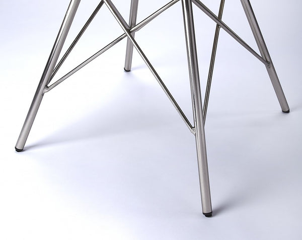 Homeroots 18" White And Silver Faux Leather Side Chair   389596