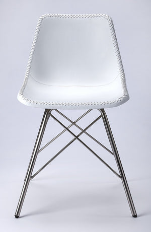 Homeroots 18" White And Silver Faux Leather Side Chair   389596