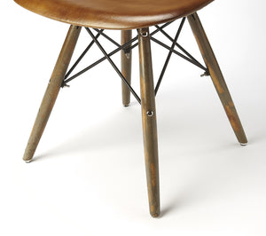 Homeroots 18" Brown And Copper Faux Leather Side Chair   389599