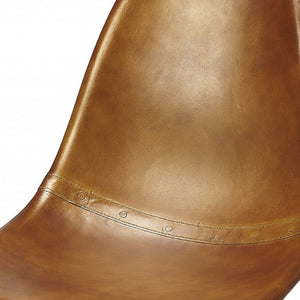 Homeroots 18" Brown And Copper Faux Leather Side Chair   389599