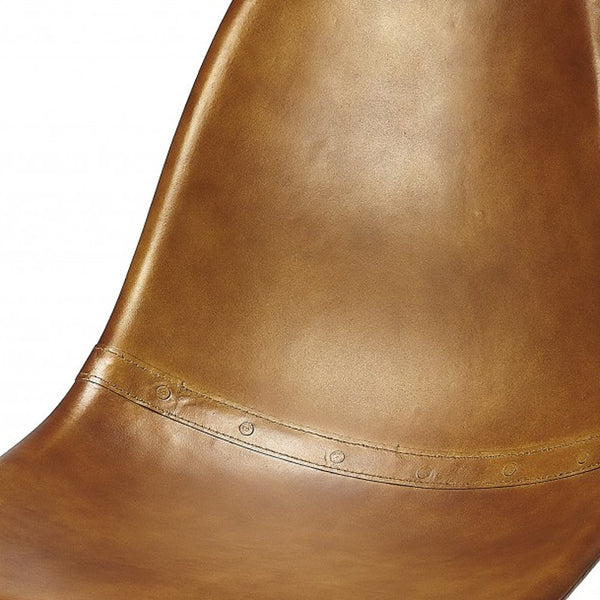 Homeroots 18" Brown And Copper Faux Leather Side Chair   389599