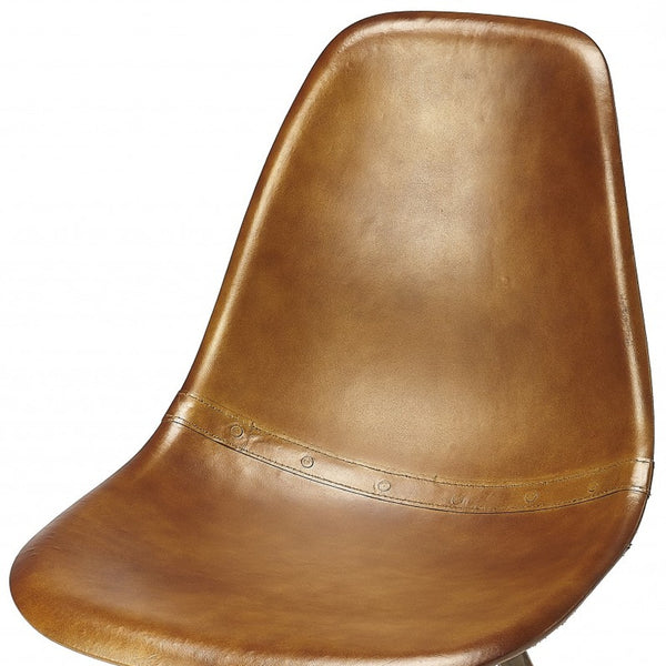 Homeroots 18" Brown And Copper Faux Leather Side Chair   389599