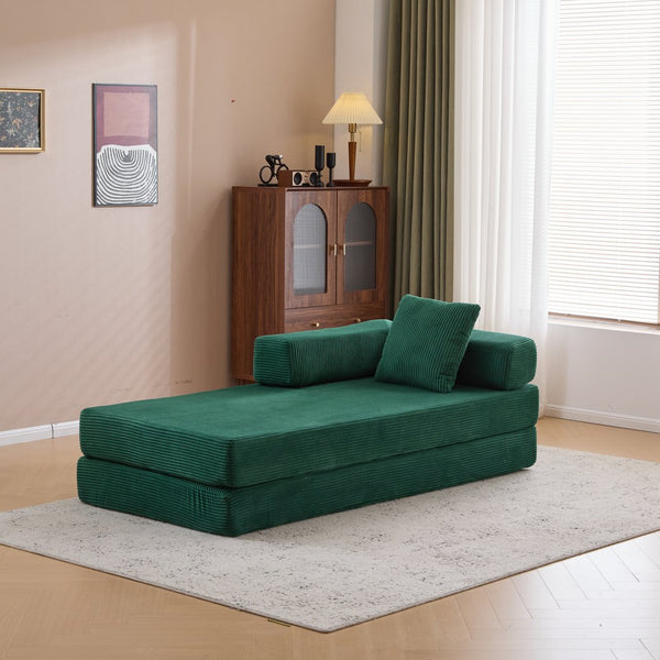 English Elm Floor Couch Convertible Sofa Bed With Pillow Back Support - Comfy Corduroy Lounge For Small Spaces W3723P345018