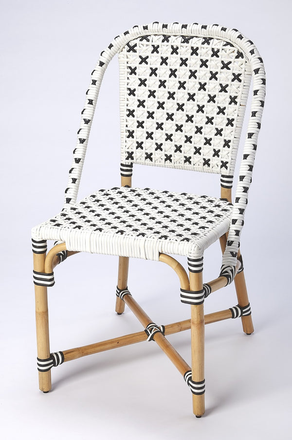 Homeroots White And Brown Faux Rattan Dining Chair  Faux Rattan 389600