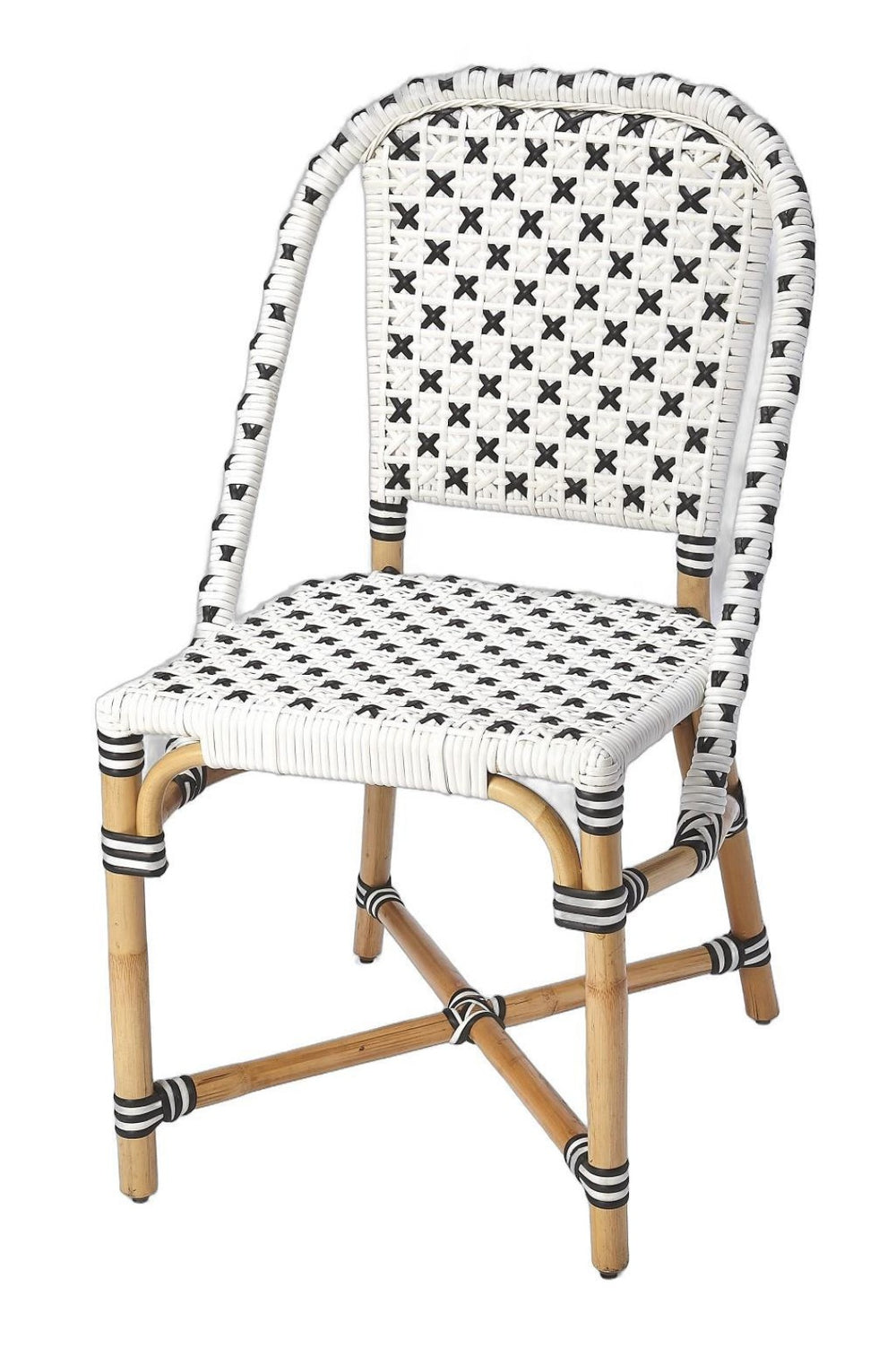 HomeRoots White Faux Rattan Dining Chair - Chic Two-Tone Design for Outdoor & Indoor Dining, Lightweight & Durable 389600
