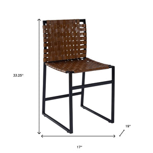 Homeroots 17" Brown And Black Faux Leather Side Chair   389605