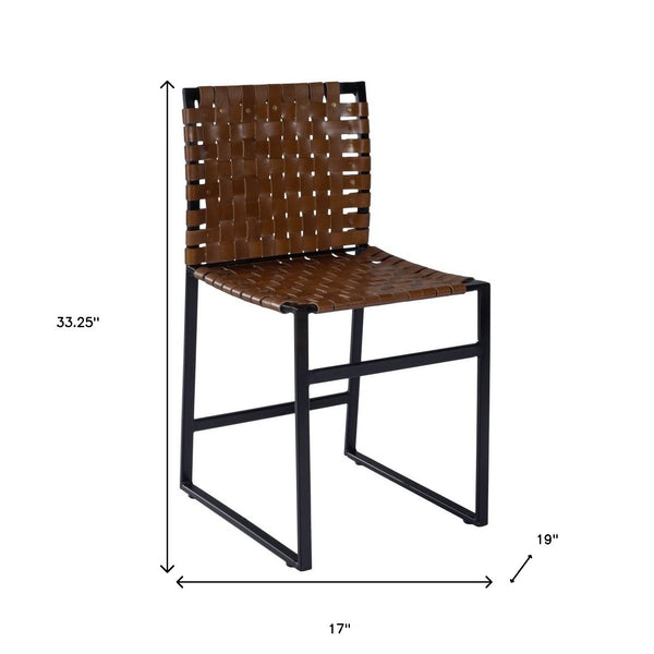 Homeroots 17" Brown And Black Faux Leather Side Chair   389605