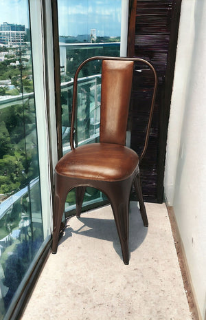 Homeroots 18" Brown Faux Leather Side Chair   389608