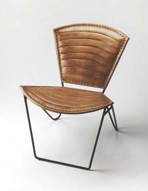 Homeroots 23" Brown Faux Leather Side Chair   389609