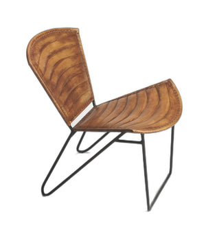 Homeroots 23" Brown Faux Leather Side Chair   389609