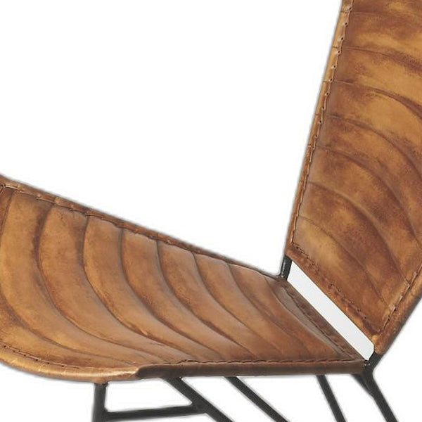 Homeroots 23" Brown Faux Leather Side Chair   389609