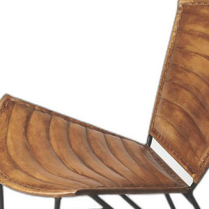 Homeroots 23" Brown Faux Leather Side Chair   389609