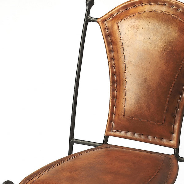Homeroots 18" Brown Faux Leather Side Chair   389611