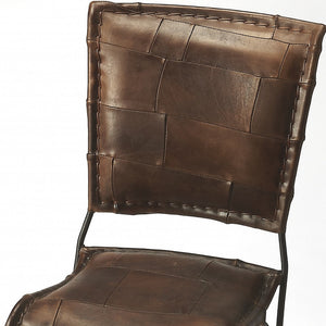 Homeroots 16" Brown Faux Leather Side Chair   389612