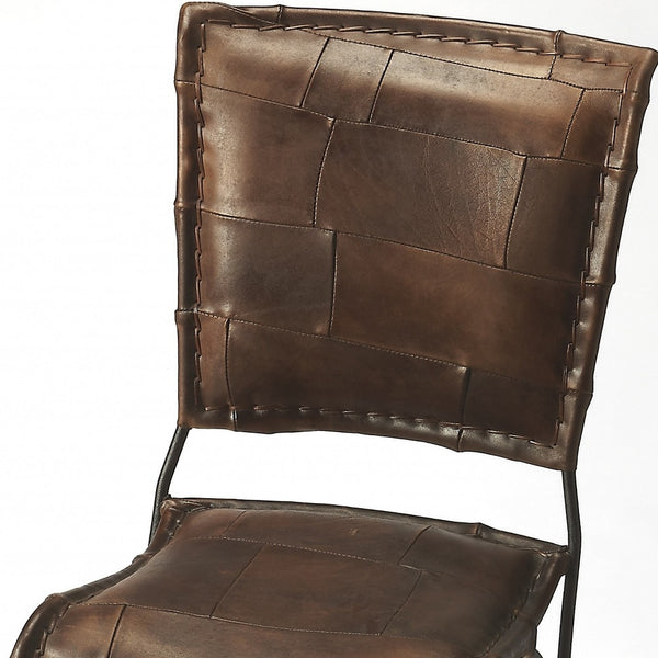 Homeroots 16" Brown Faux Leather Side Chair   389612