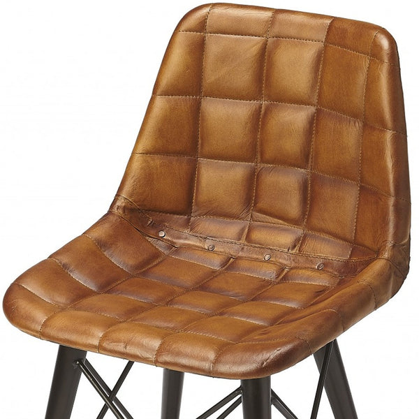 Homeroots 18" Brown Faux Leather Tufted Side Chair   389614