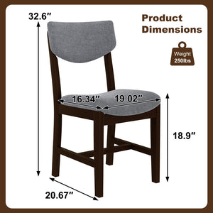 English Elm Rustic Farmhouse Five Piece Dining Set Rubberwood Legs Upholstered Chairs for Kitchen Espresso N752S000089P