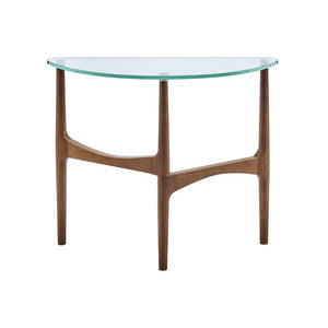 EuroStyle Ledell Tempered Glass Top Console Table with FSC Certified Ash Wood Base for Entryways 38961CLR-KIT