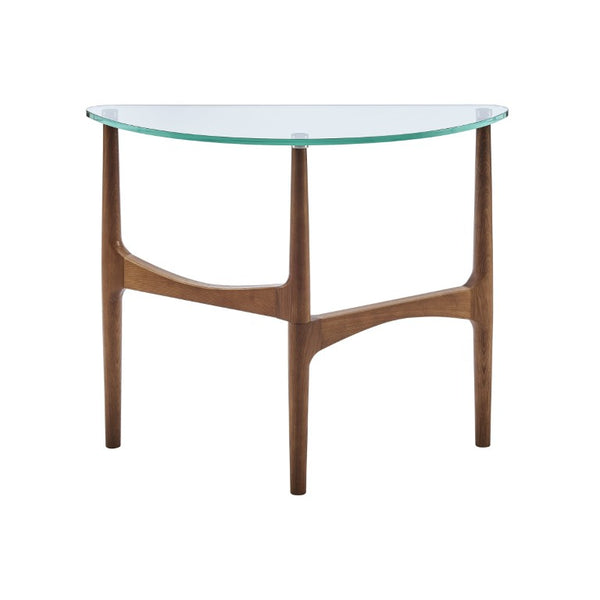 EuroStyle Ledell Tempered Glass Top Console Table with FSC Certified Ash Wood Base for Entryways 38961CLR-KIT
