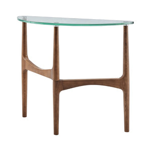 EuroStyle Ledell Tempered Glass Top Console Table with FSC Certified Ash Wood Base for Entryways 38961CLR-KIT