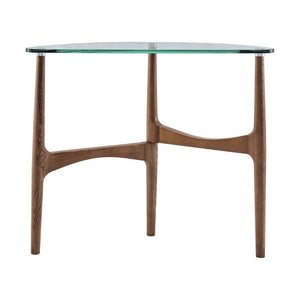 EuroStyle Ledell Tempered Glass Top Console Table with FSC Certified Ash Wood Base for Entryways 38961CLR-KIT