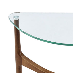 EuroStyle Ledell Tempered Glass Top Console Table with FSC Certified Ash Wood Base for Entryways 38961CLR-KIT