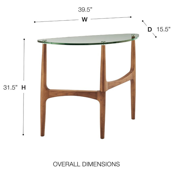 EuroStyle Ledell Tempered Glass Top Console Table with FSC Certified Ash Wood Base for Entryways 38961CLR-KIT