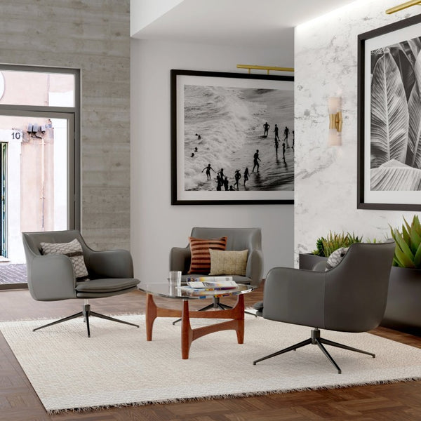 EuroStyle Ledell Round Tempered Glass Coffee Table with FSC Certified Ash Wood Walnut Base Clear / Walnut 38962CLR-KIT