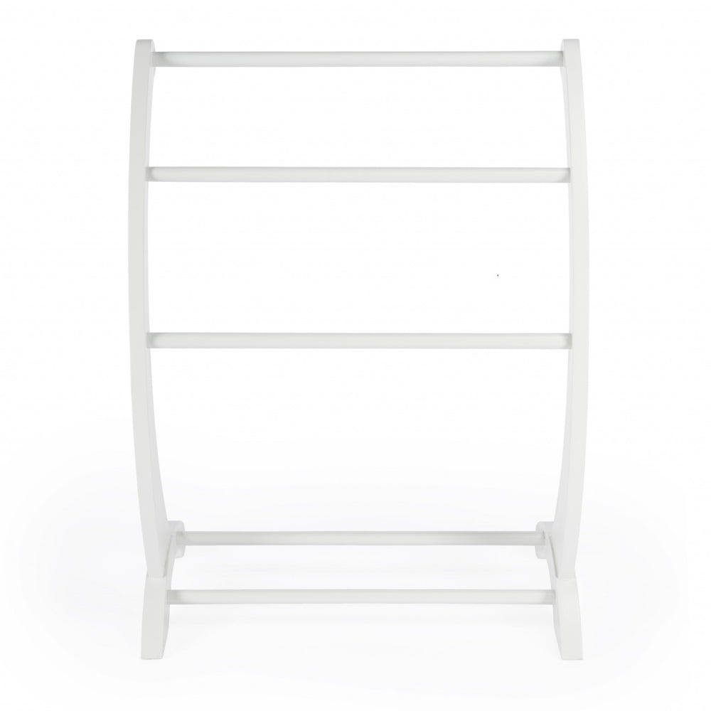 Homeroots Glossy White Blanket Stand  Solid Wood 389633