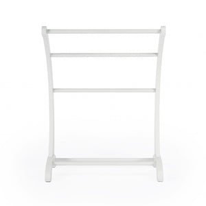 Homeroots Glossy White Blanket Stand  Solid Wood 389633