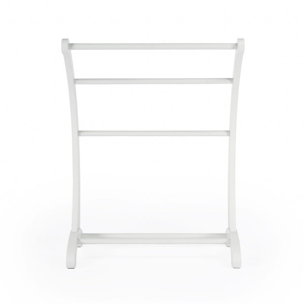 Homeroots Glossy White Blanket Stand  Solid Wood 389633