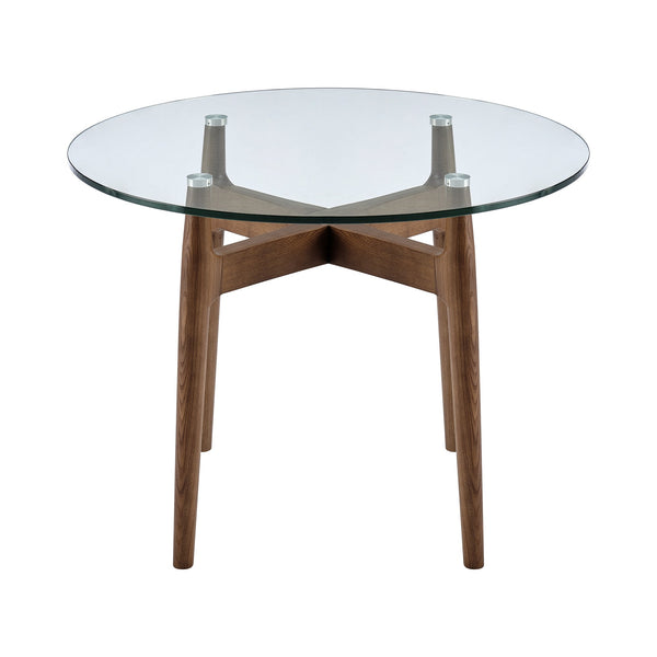 Ledell 42” Round Bistro Table - Clear Glass Top & Elegant Walnut Base for Modern Spaces