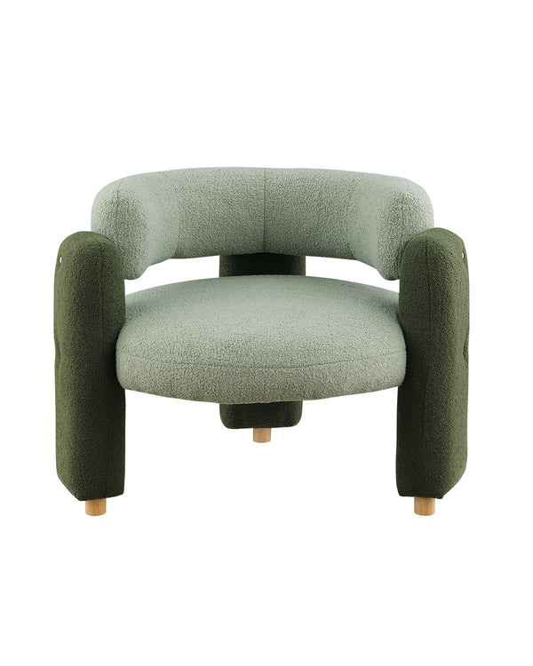 English Elm Accent Chair with Hollow Backrest for Ergonomic Support, Solid Wood Frame, Stylish Fabric Upholstery Green W1420P194059