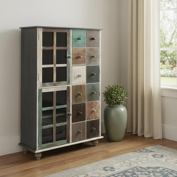 HomeRoots 32" Elegant Brown Solid Wood Accent Chest with Two Drawers - Versatile Storage for Any Room 389700