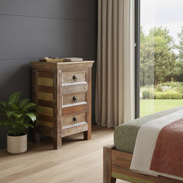 HomeRoots 16" Modern Rustic Three Drawer Accent Chest - Eco-Friendly Handcrafted Storage for Small Spaces 389701