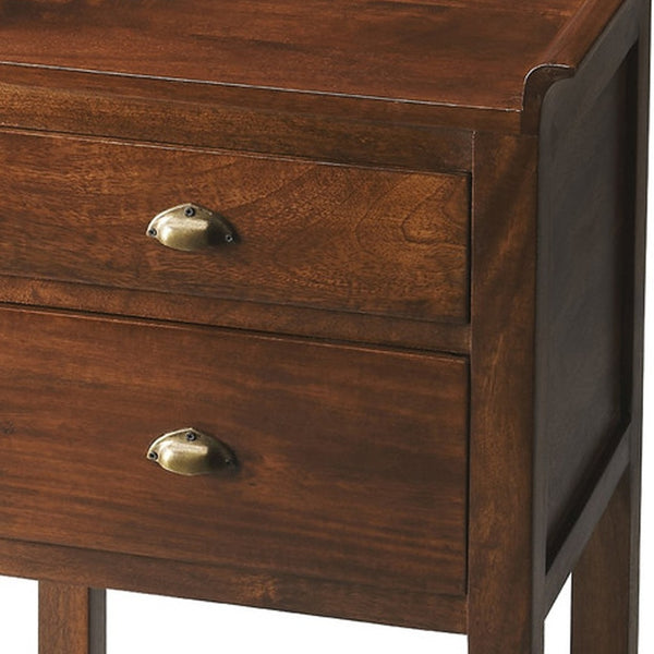 Homeroots 30" Brown Solid Wood End Table With Two Drawers  Wood 389705