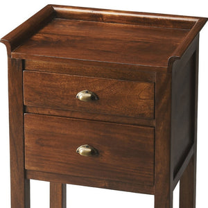 Homeroots 30" Brown Solid Wood End Table With Two Drawers  Wood 389705